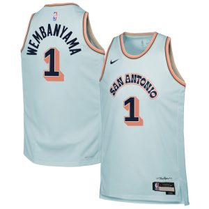 Youth San Antonio Spurs Victor Wembanyama  Light Blue 2024/25 Swingman Player Jersey - City Edition