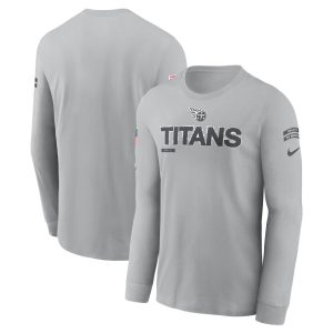 Men's Tennessee Titans  Gray 2024 Salute To Service Long Sleeve T-Shirt
