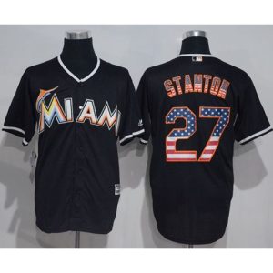 marlins #27 Giancarlo Stanton Black USA Flag Fashion Stitched MLB Jersey