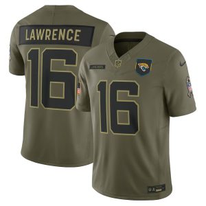 Men's Jacksonville Jaguars #16 Trevor Lawrence Nike Olive 2025 Salute to Service Limited Jersey