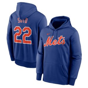 Youth New York Mets #22 Juan Soto  Royal Name & Number Pullover Hoodie