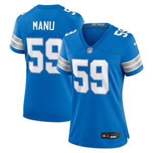 Women's Detroit Lions Giovanni Manu   Blue Team Game Jersey
