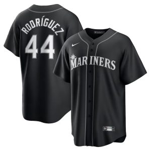 Men's Seattle Mariners #44 Julio Rodriguez Nike Black Lights Out Replica Player Jersey