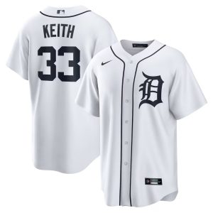 Men's Detroit Tigers #33 Colt Keith Nike White Home Replica Jersey