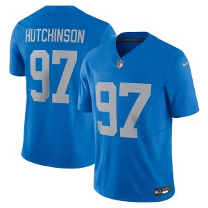 Men's Detroit Lions #97 Aidan Hutchinson  Blue Vapor F.U.S.E. Alternate Limited Jersey