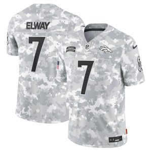 Men's Denver Broncos John Elway  Arctic Camo 2024 Salute to Service Retired Player Limited Jersey