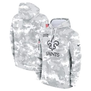Men's New Orleans Saints  Arctic Camo 2024 Salute to Service Club Fleece Pullover Hoodie