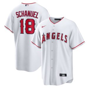 Men's Los Angeles Angels #18 Nolan Schanuel Nike White Home Replica Jersey