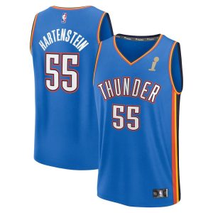 Men's Oklahoma City Thunder #55 Isaiah Hartenstein Fanatics Blue 2025 NBA Finals Champions Fast Break Replica Player Icon Edition Jersey