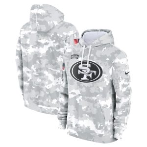 Youth San Francisco 49ers  White/Gray 2024 Salute To Service Pullover Hoodie