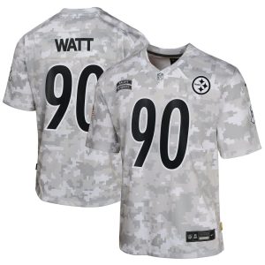 Youth Pittsburgh Steelers T.J. Watt  Arctic Camo 2024 Salute to Service Game Jersey