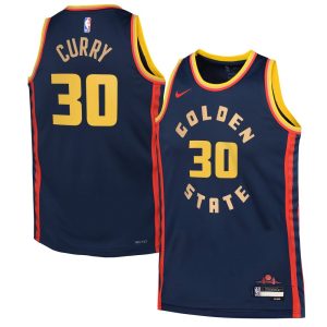 Youth Golden State Warriors #30 Stephen Curry  Navy 2024/25 Swingman Player City Edition Jersey