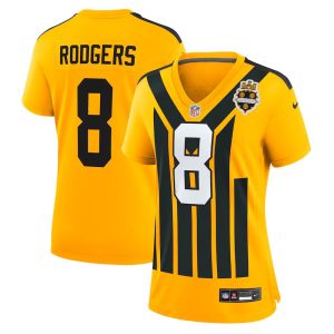 Women's Pittsburgh Steelers #8 Aaron Rodgers Nike Gold Alternate 1933 Throwback Game Jersey