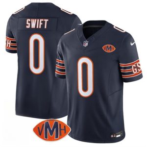 Men's Chicago Bears #0 D'Andre Swift  Navy 2025 F.U.S.E. With VMH Patch Vapor Untouchable Limited Stitched Football Jersey