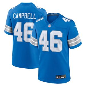 Men's Detroit Lions Jack Campbell  Blue Game Jersey
