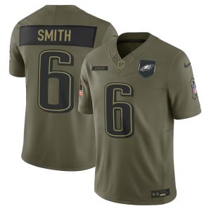 Youth's Philadelphia Eagles #6 DeVonta Smith Nike Olive 2025 Salute to Service Retired Limited Jersey