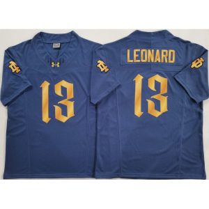 Men's Notre Dame Fighting Irish #13 Riley Leonard Blue Stitched Jersey