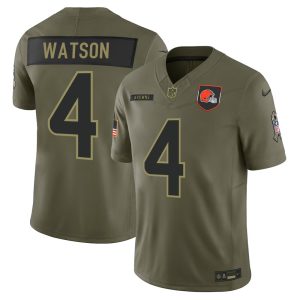 Youth's Cleveland Browns #4  Deshaun Watson Nike Olive 2025 Salute to Service Retired Limited Jersey