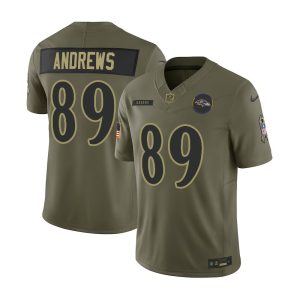 Youth's Baltimore Ravens #89 Mark Andrews Nike Olive 2025 Salute to Service Retired Limited Jersey